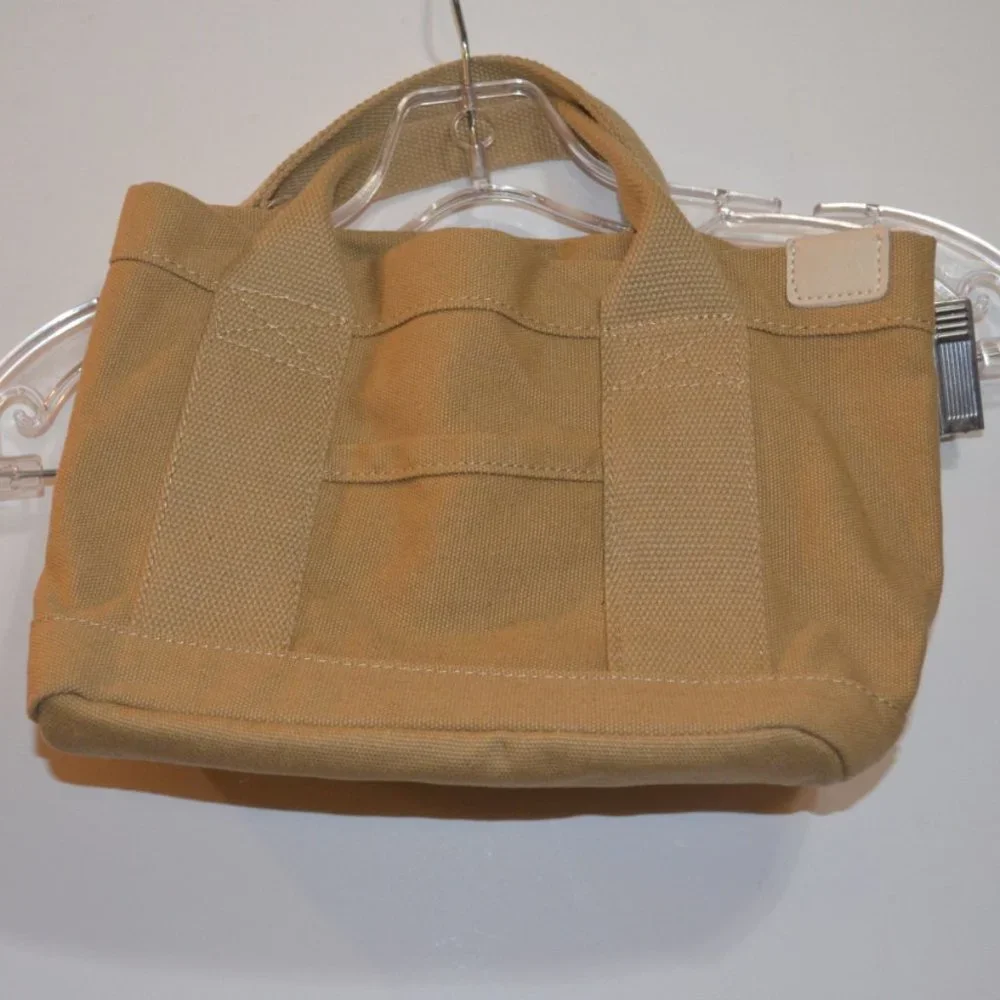 Unknown Source Canvas Hand Bag Purse Beige Durable Inside Sections Pockets 12x8'